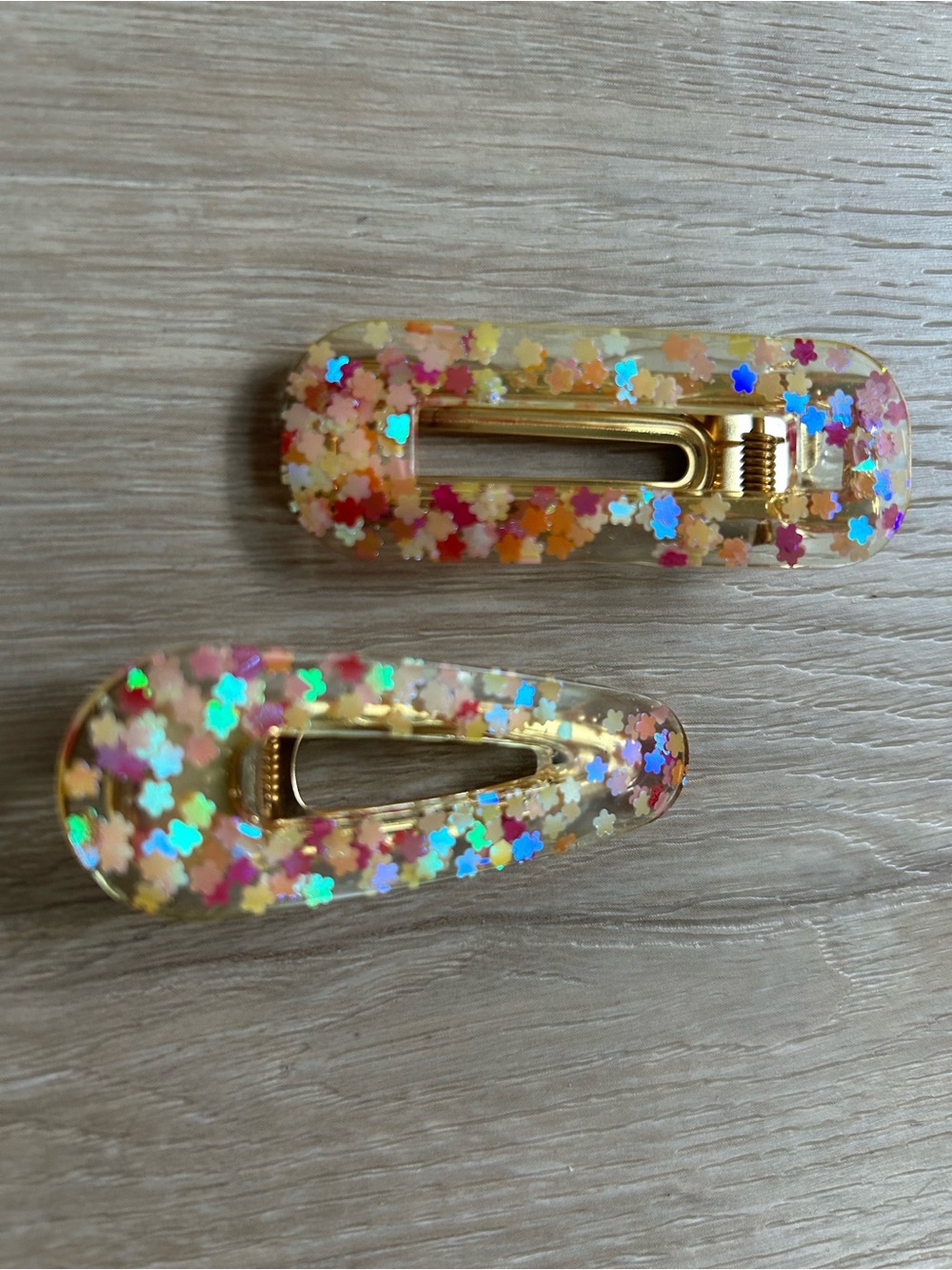 Glitter Star Hair Clip Barettes - Multicolor Set of 2